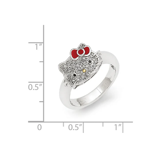 sterling silver hello kitty diamond collection red enamel accent ring